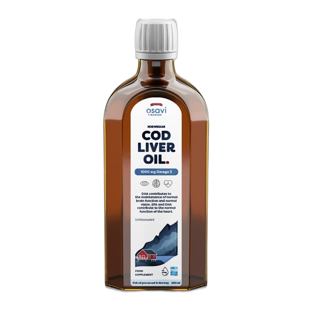 Osavi Norwegian Cod Liver Oil, 1000mg Omega 3 (Unflavoured) - 250 ml.