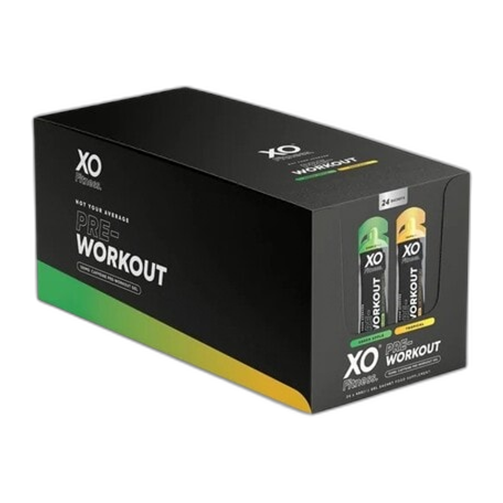 XO Fitness Pre-Workout Gel, Green Apple & Tropical - 24 x 48g