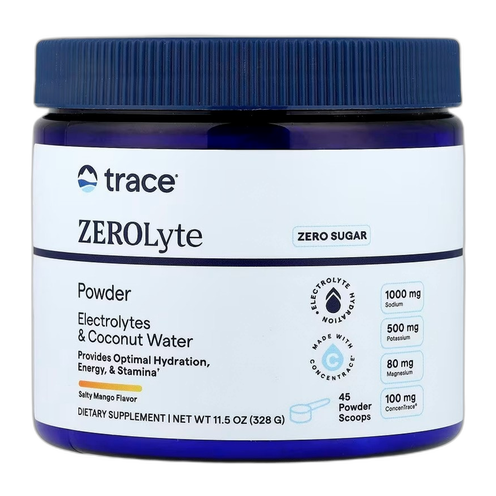 Trace Minerals ZEROLyte Powder, Salty - 328g