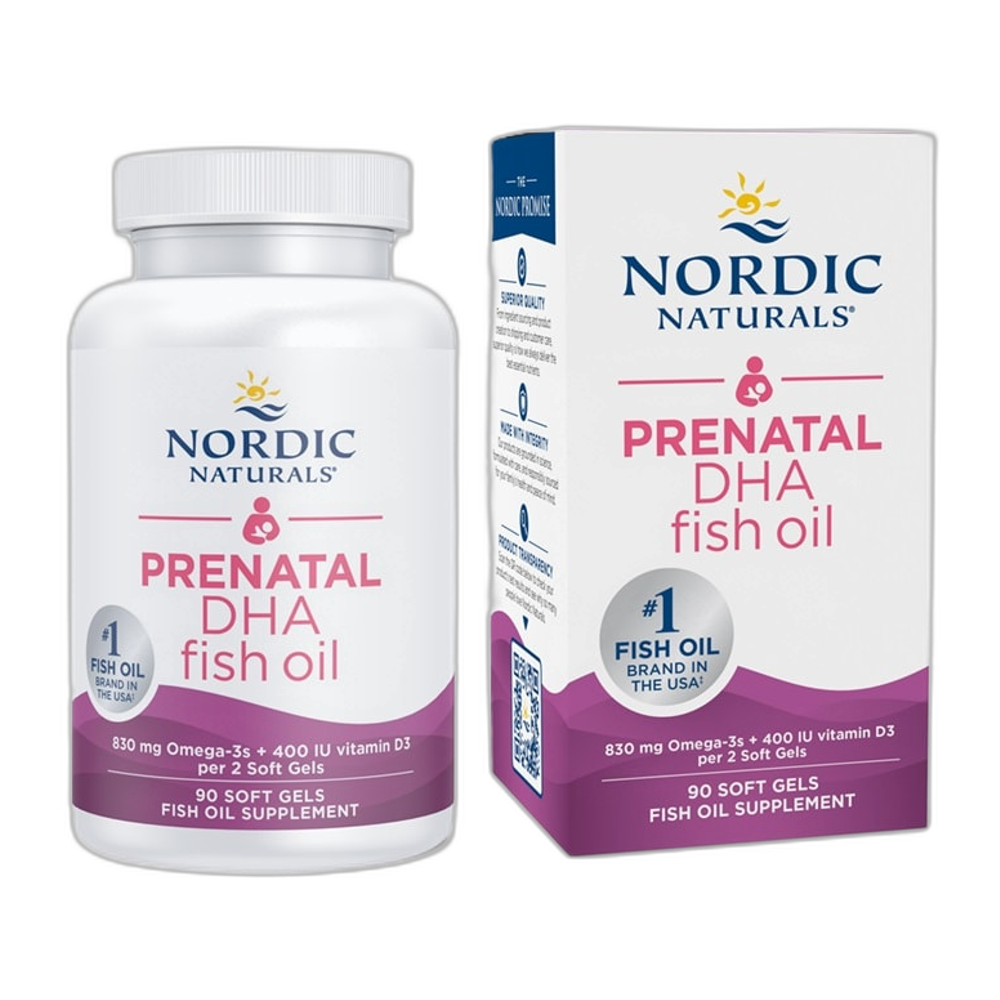 Nordic Naturals Prenatal DHA, 830mg Omega-3 + 400 IU D3 Unflavored - 90 softgels