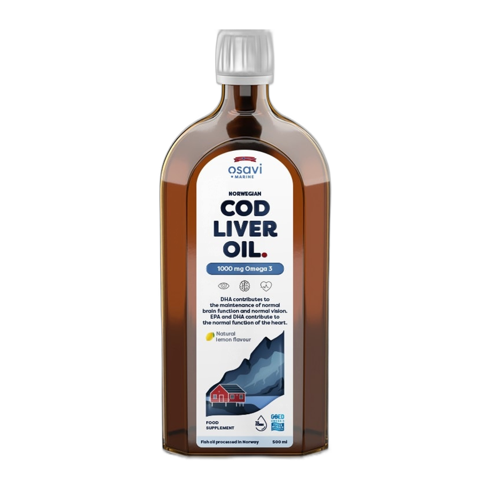 Osavi Norwegian Cod Liver Oil, 1000mg Omega 3 (Lemon) - 500 ml.