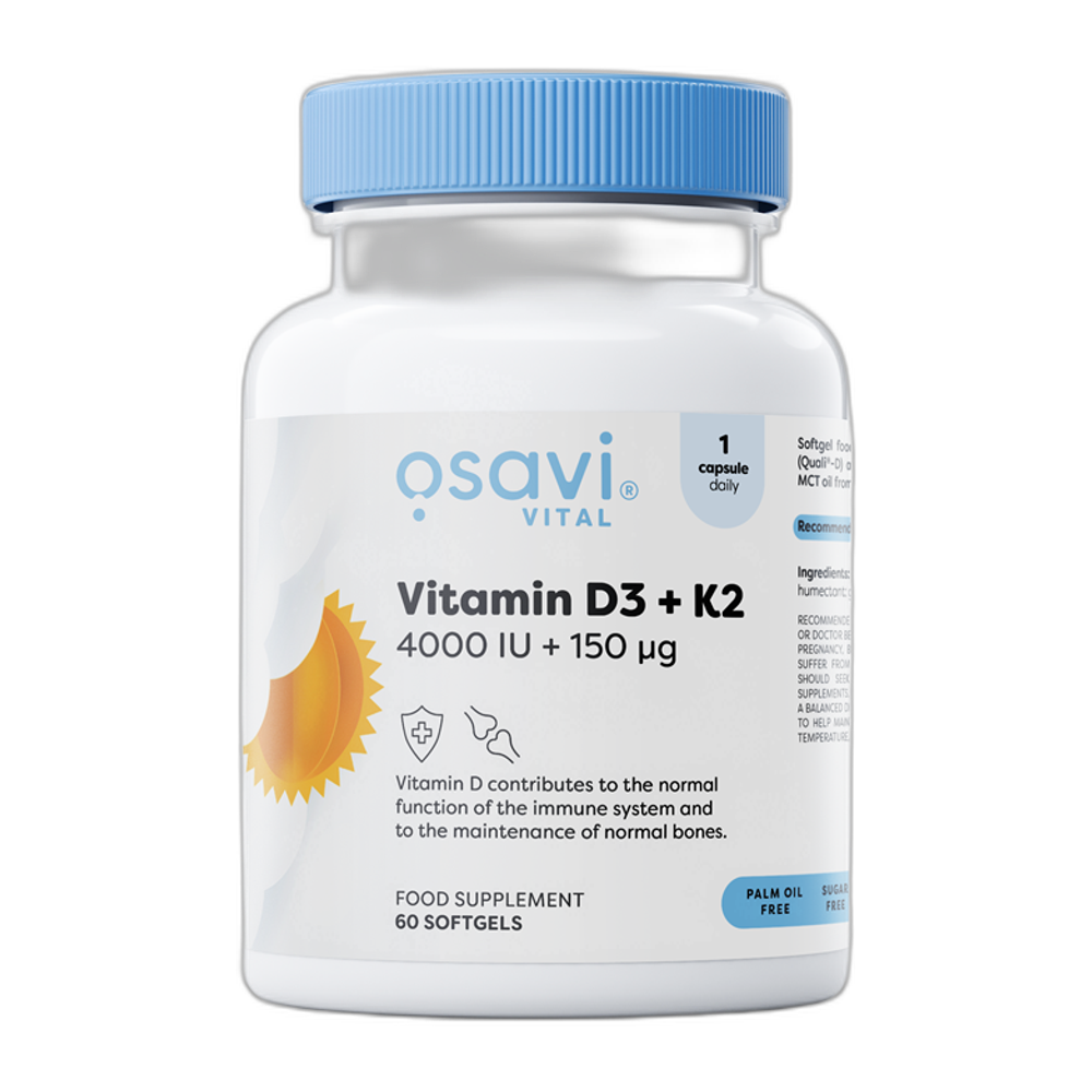 Osavi Vitamin D3 + K2, 4000IU + 150mcg - 60 softgels