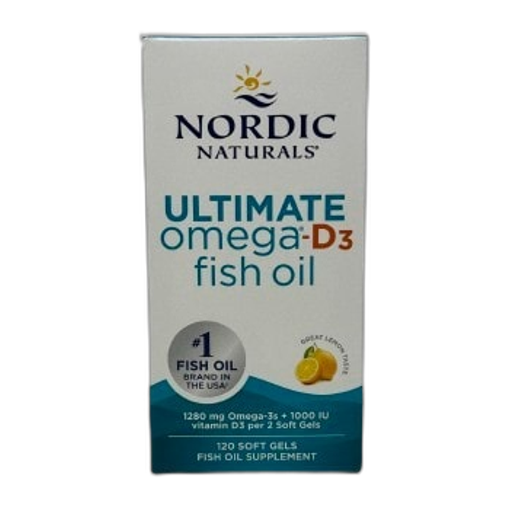 Nordic Naturals Ultimate Omega-D3 Fish Oil, 1280mg Lemon - 120 softgels