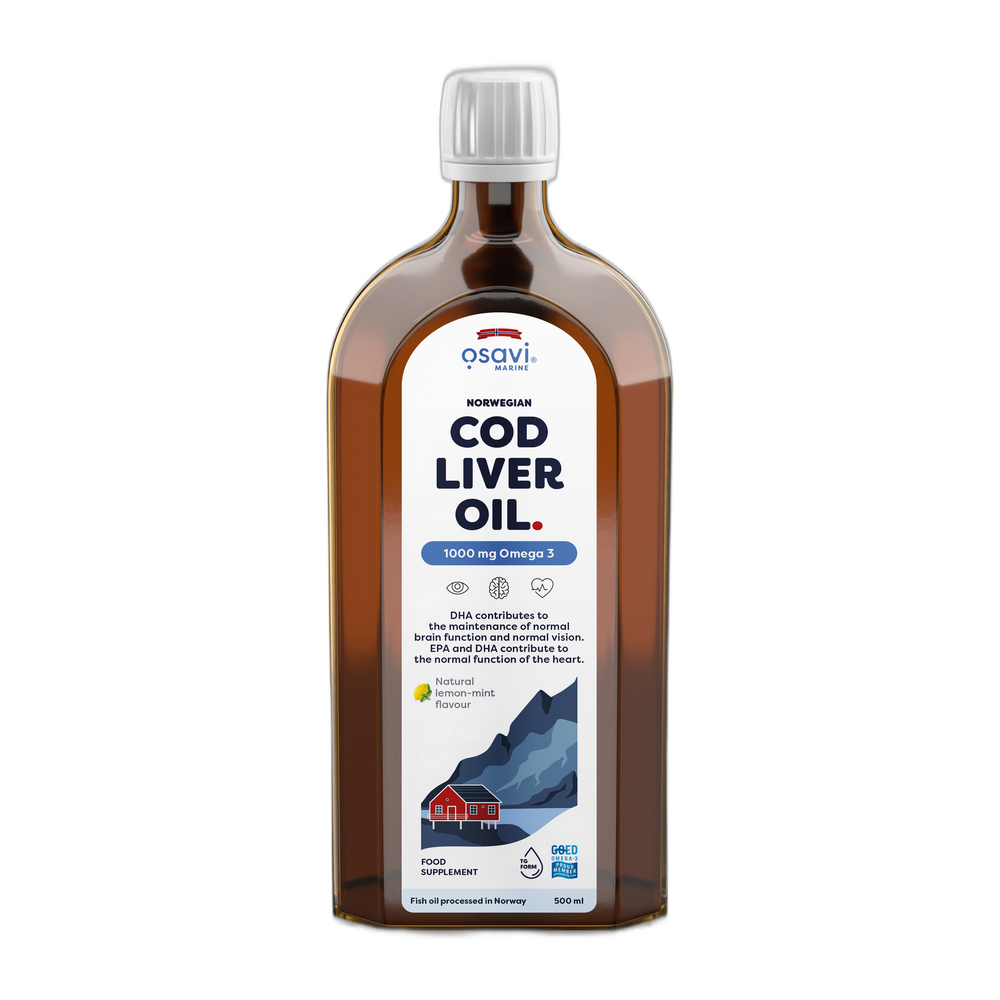 Osavi Norwegian Cod Liver Oil, 1000mg Omega 3 (Lemon-Mint) - 500 ml.