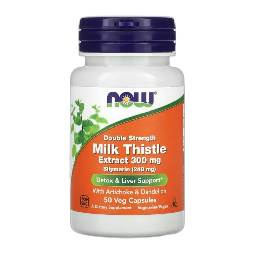 NOW Foods Milk Thistle Extract with Artichoke & Dandelion, 300mg Double Strength - 50 vcaps
