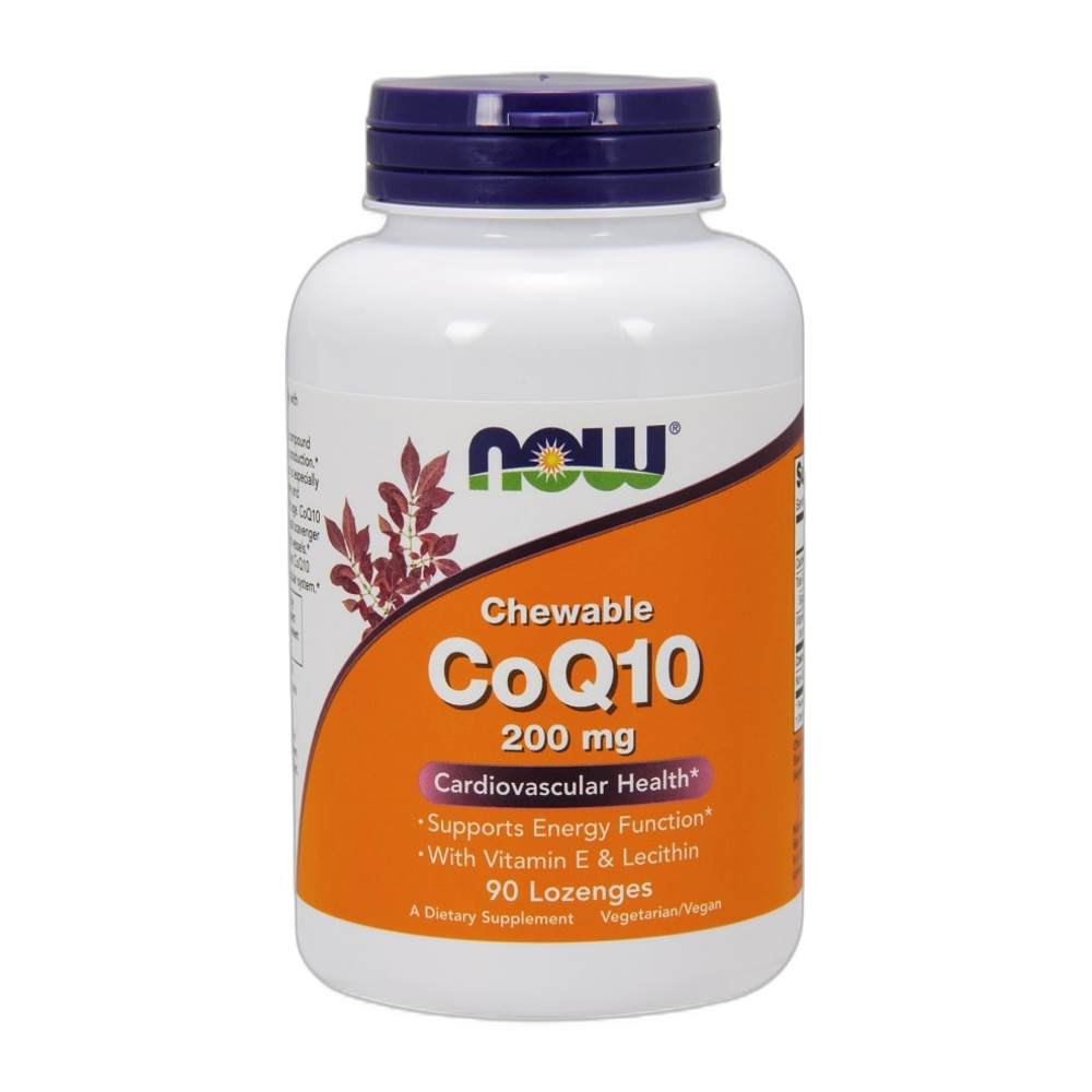 NOW Foods CoQ10 with Lecithin & Vitamin E, 200mg (Chewable) - 90 lozenges