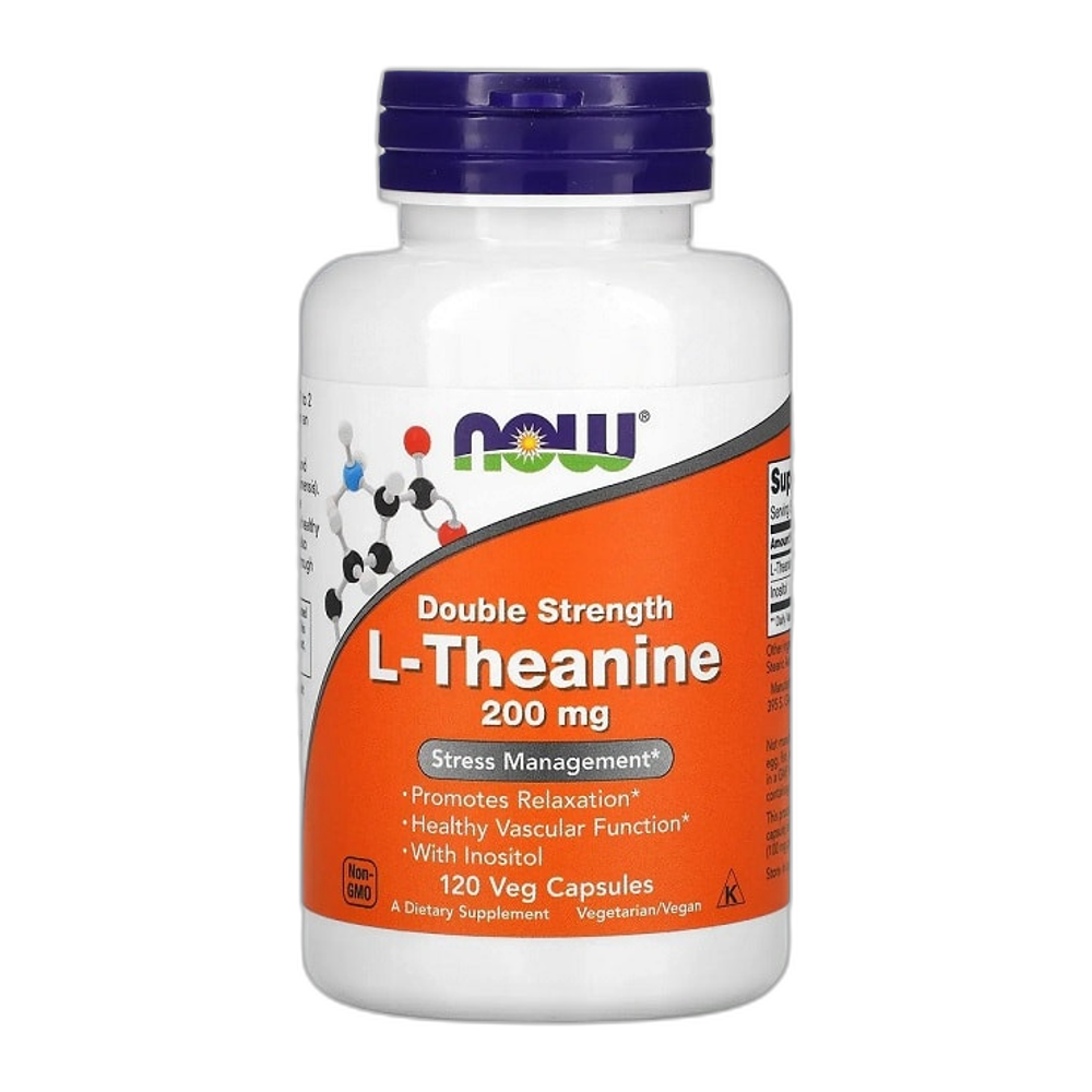 NOW Foods Double Strength L-Theanine, 200mg - 120 vcaps