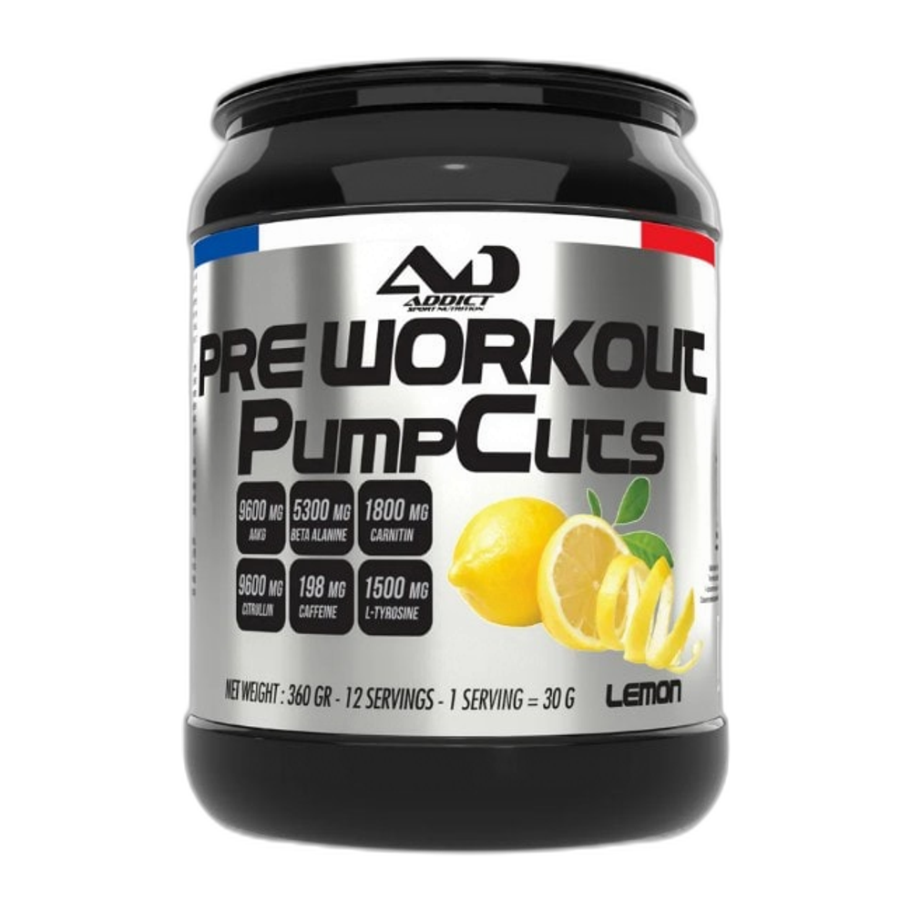 Addict Sport Nutrition Pre Workout Pump Cuts, Lemon - 360g
