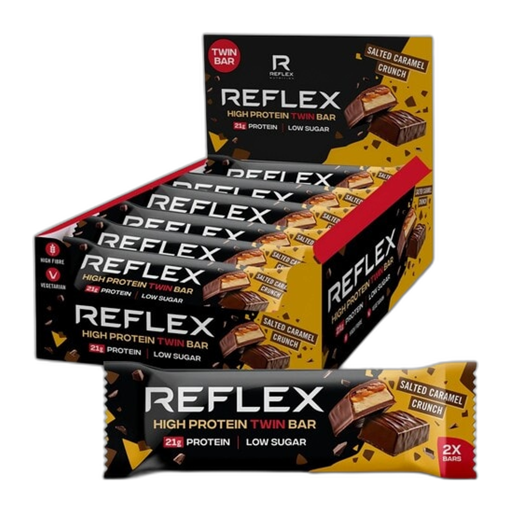 Reflex Nutrition High Protein Twin Bar, Salted Caramel Crunch - 12 x 60g
