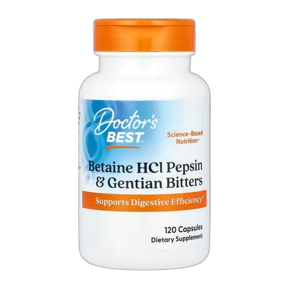 Doctor's Best Betaine HCl Pepsin & Gentian Bitters - 120 caps
