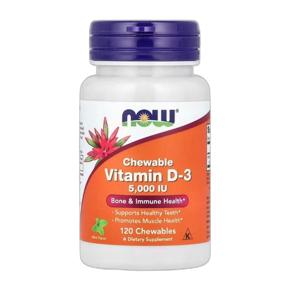 NOW Foods Vitamin D-3, 5000 IU (Chewable) - 120 chewables