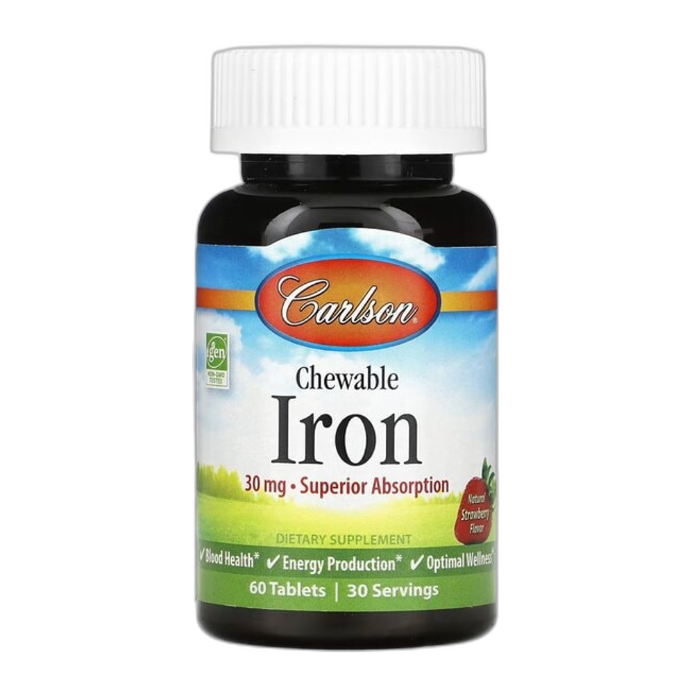Carlson Labs Chewable Iron, 30mg Strawberry - 60 tablets