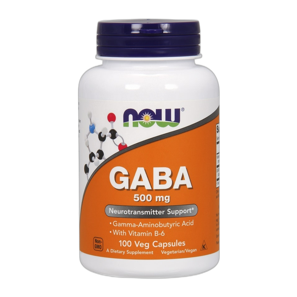 NOW Foods GABA with Vitamin B6, 500mg - 100 vcaps
