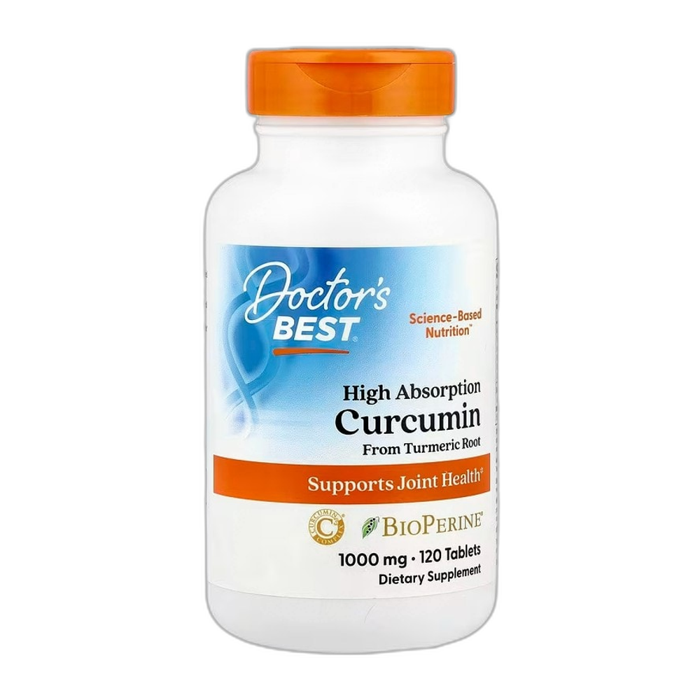 Doctor's Best High Absorption Curcumin From Turmeric Root with C3 Complex & BioPerine, 1000mg - 120 tablets