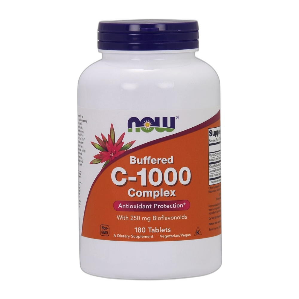 NOW Foods Vitamin C-1000 Complex - Buffered with 250mg Bioflavonoids - 180 tabs