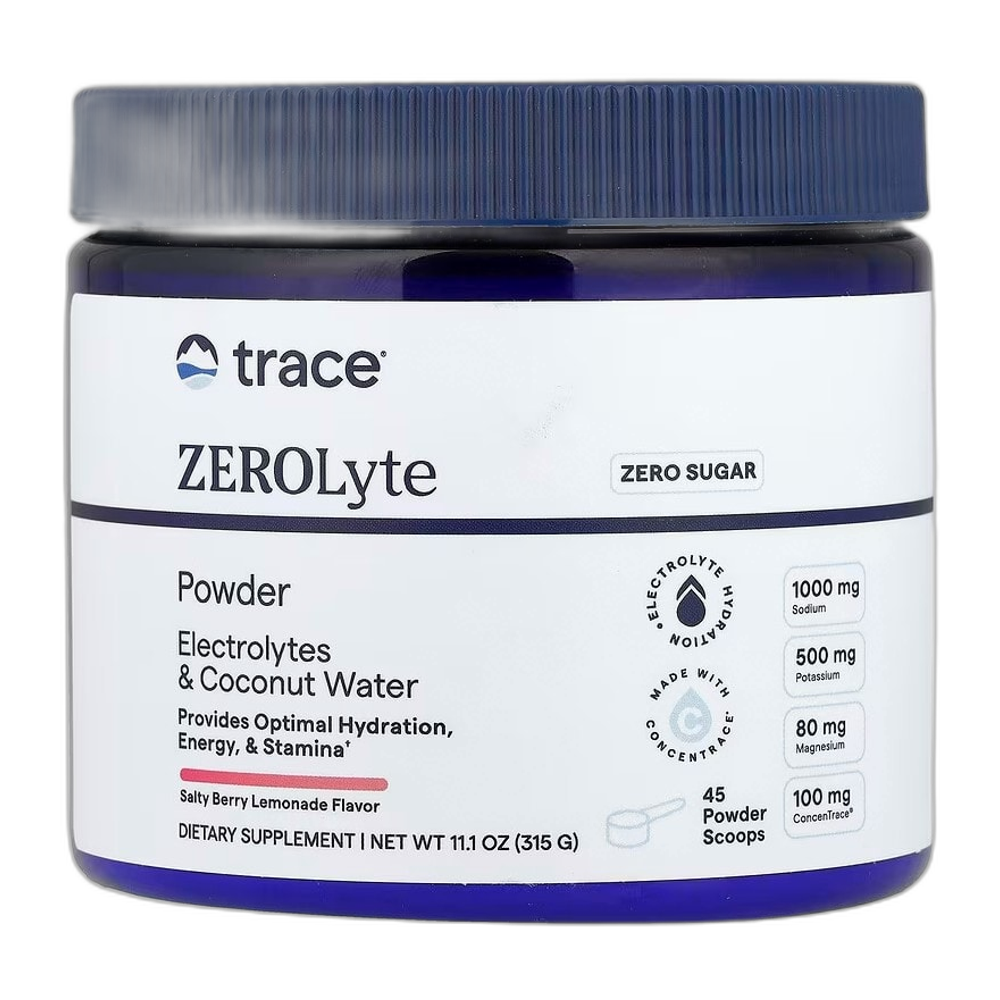 Trace Minerals ZEROLyte Powder, Salty Berry Lemonade - 315g