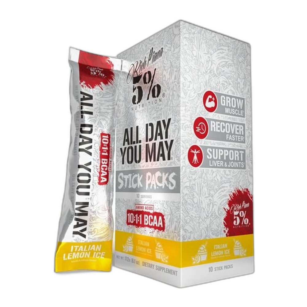 5% Nutrition AllDayYouMay - Legendary Series Stick Packs, Italian Lemon Ice - 10 x 17g