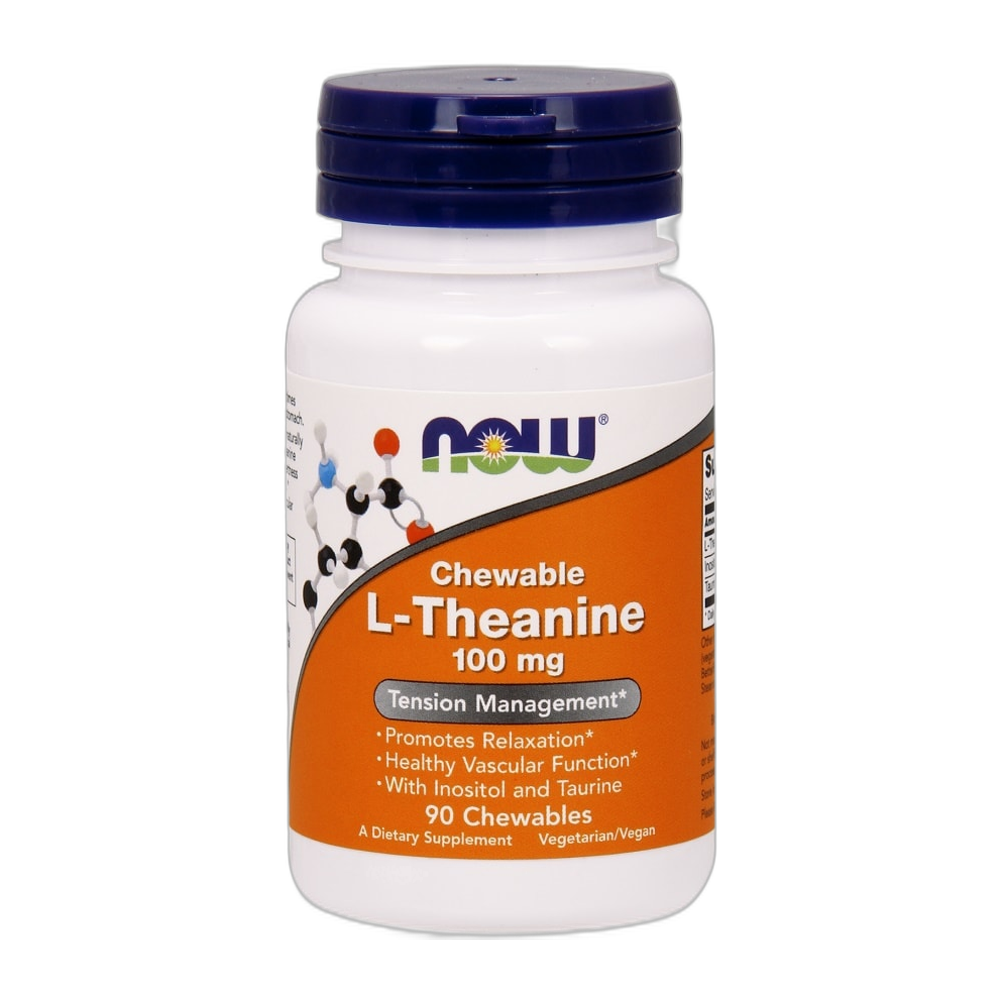 NOW Foods L-Theanine with Inositol and Taurine, 100mg - 90 chewables