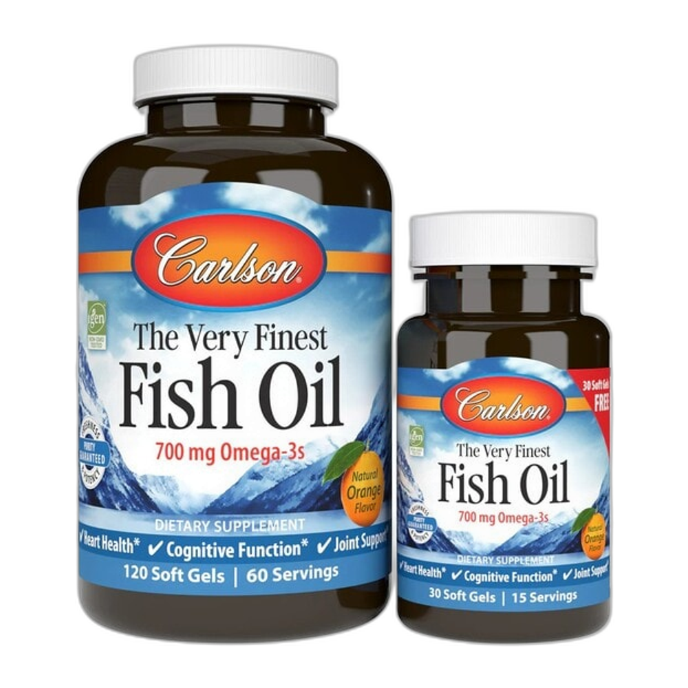Carlson Labs The Very Finest Fish Oil - 700mg Omega-3s, Natural Orange - 120 + 30 softgels