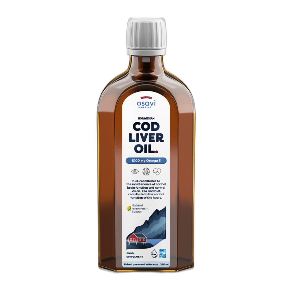 Osavi Norwegian Cod Liver Oil, 1000mg Omega 3 (Lemon-Mint) - 250 ml.