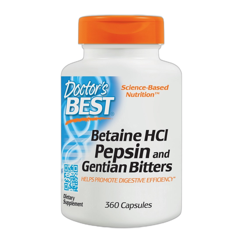 Doctor's Best Betaine HCl Pepsin & Gentian Bitters - 360 caps