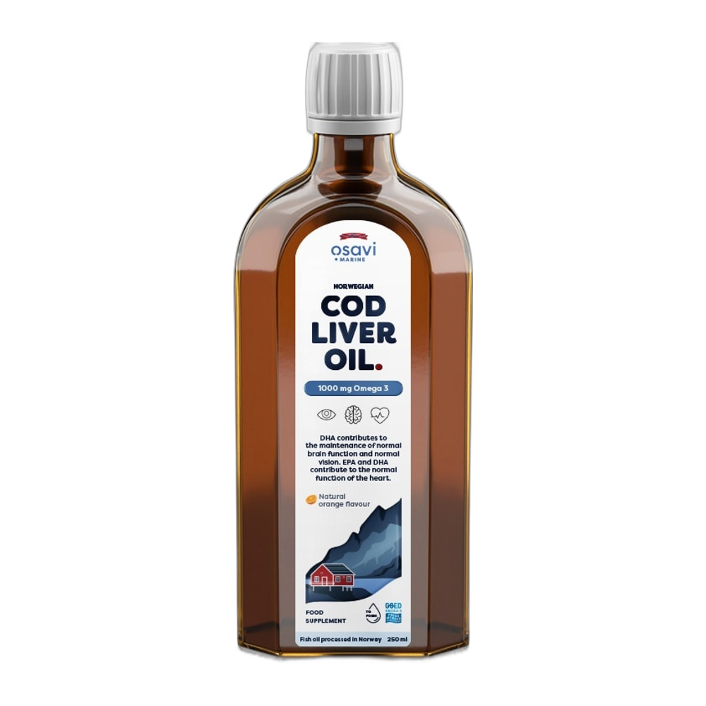 Osavi Norwegian Cod Liver Oil, 1000mg Omega 3 (Orange) - 250 ml.