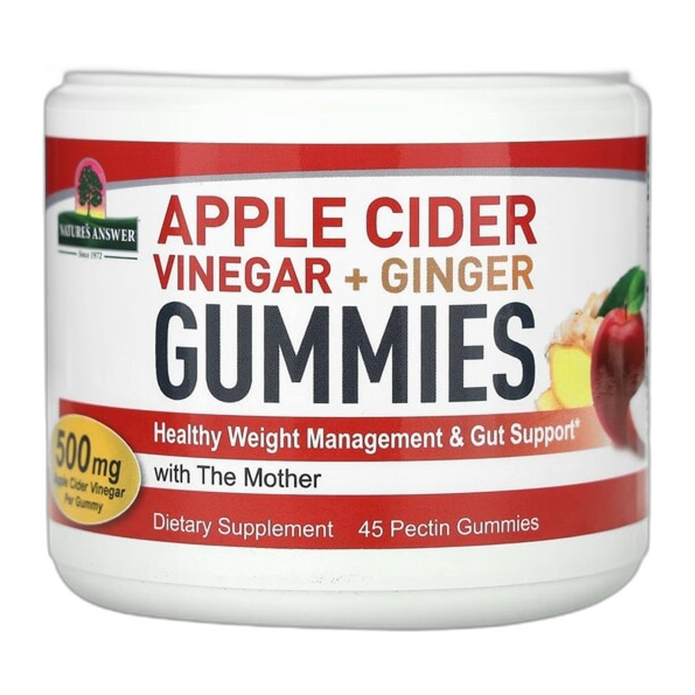 Nature's Answer Apple Cider Vinegar + Ginger Gummies - 45 pectin gummies