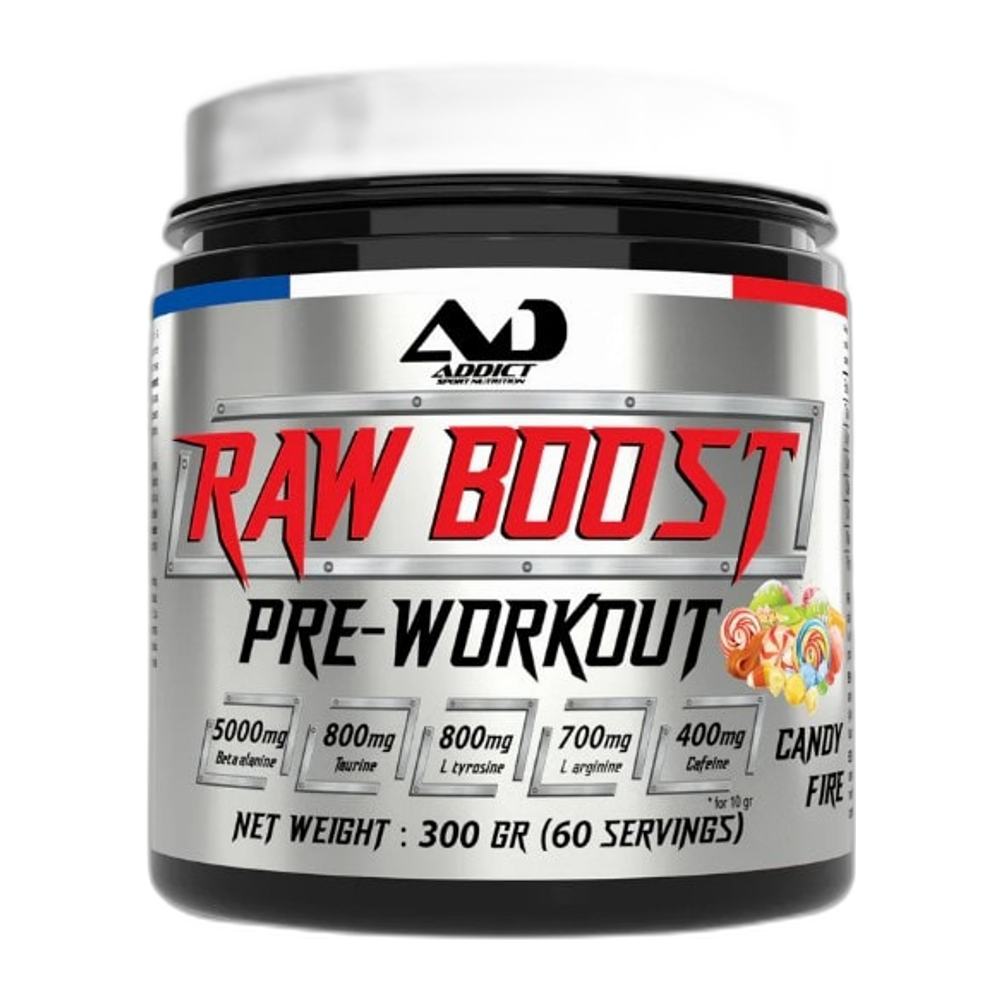 Addict Sport Nutrition Raw Boost Pre-Workout, Candy Fire - 300g