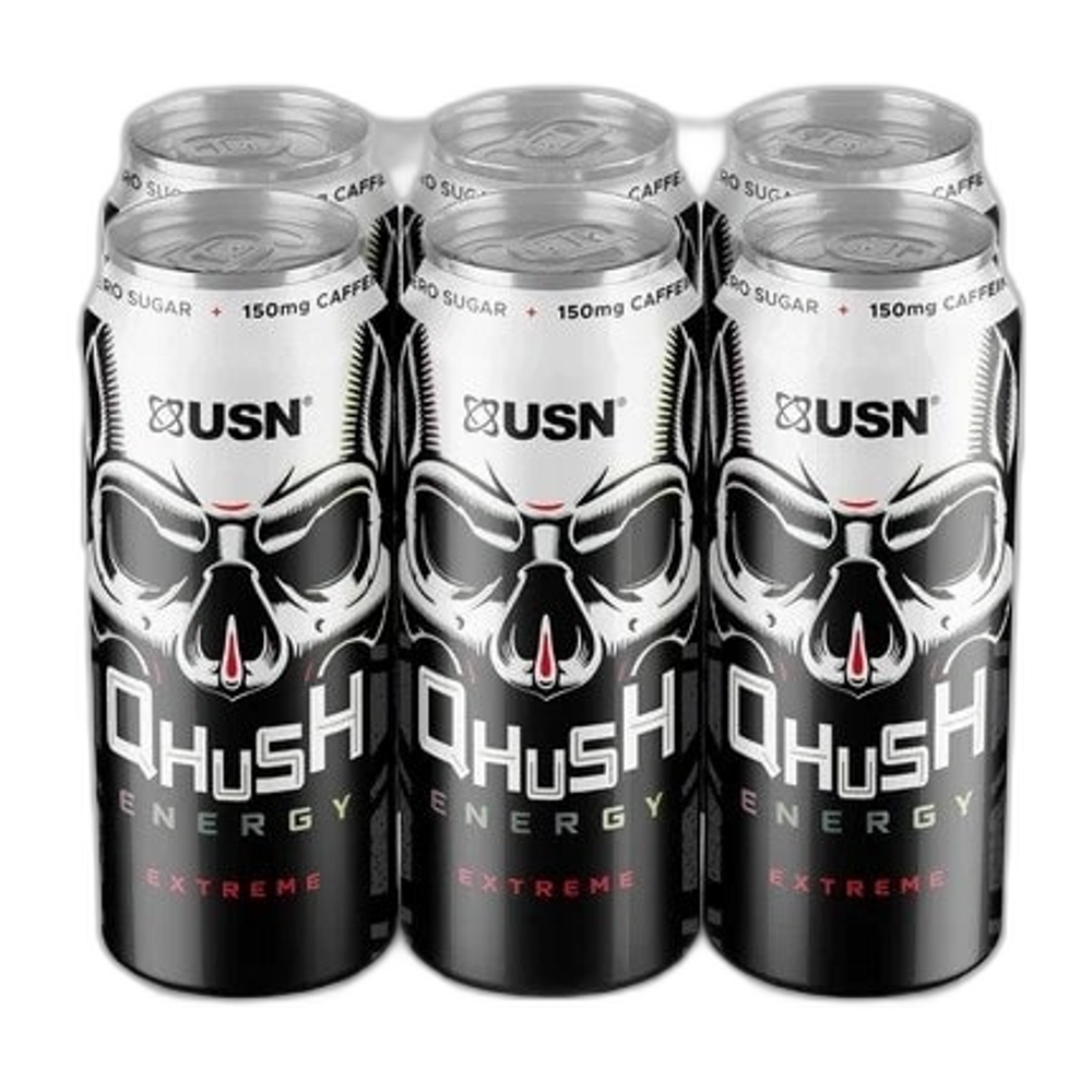 USN Qhush Energy Drink, Original - 6 x 500 ml.