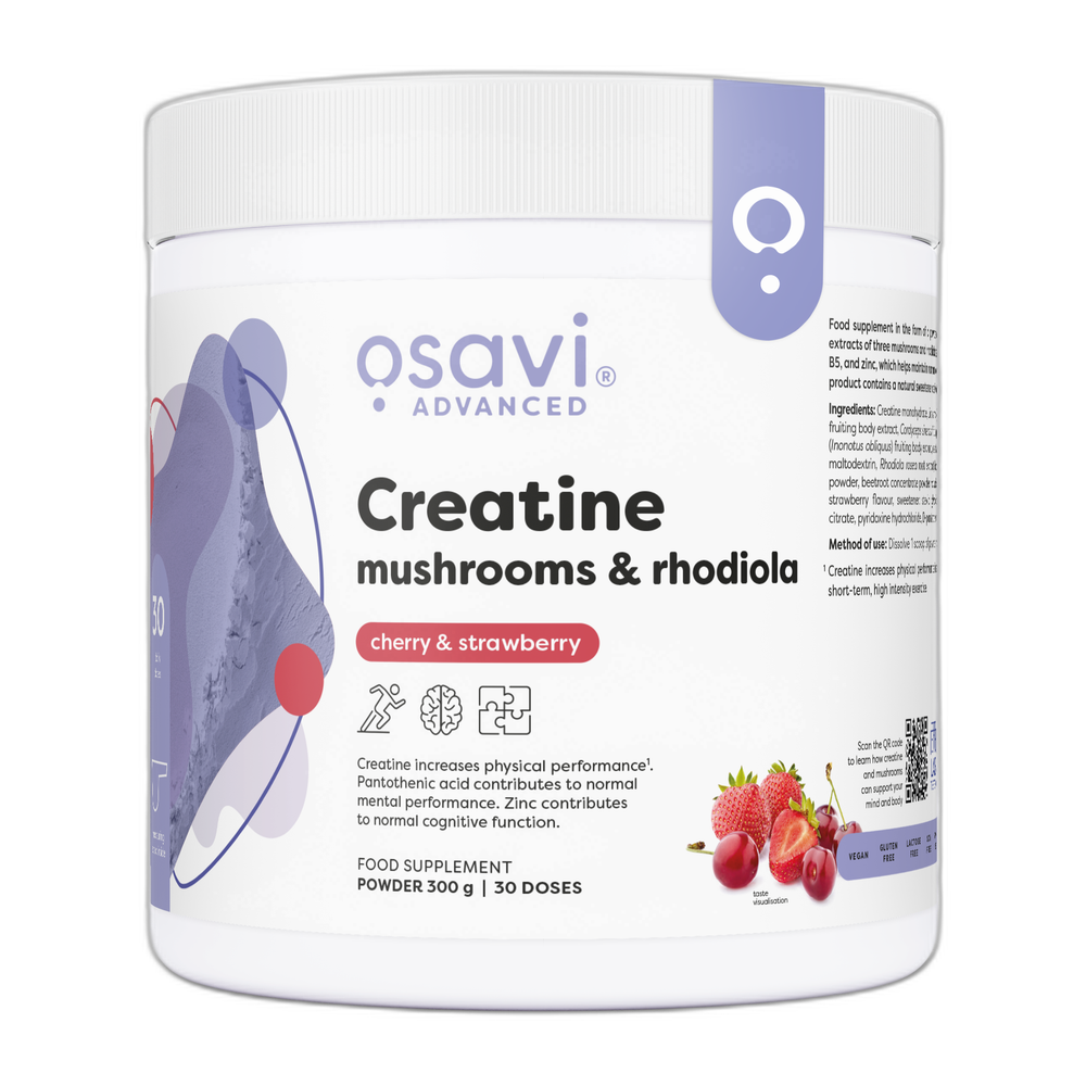Osavi Creatine, Mushrooms & Rhodiola, Cherry & Strawberry - 300g