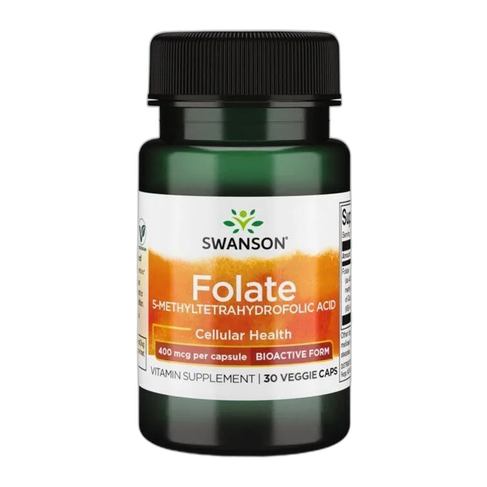 Swanson Folate (5-Methyltetrahydrofolic Acid), 400mcg - 30 vcaps