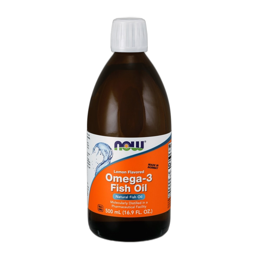 NOW Foods Omega-3 Fish Oil Liquid, Lemon - 500 ml.