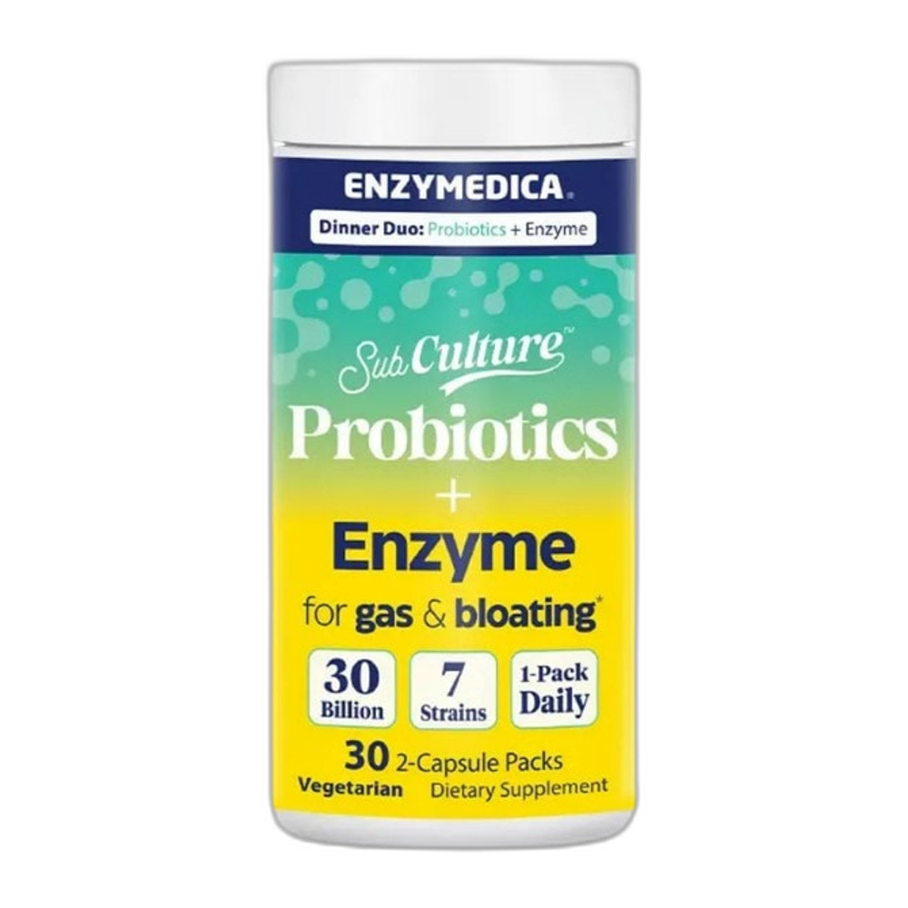Enzymedica SubCulture Dinner Duo Probiotics + Enzyme for Gas & Bloating Packs - 30 x 2 vcaps