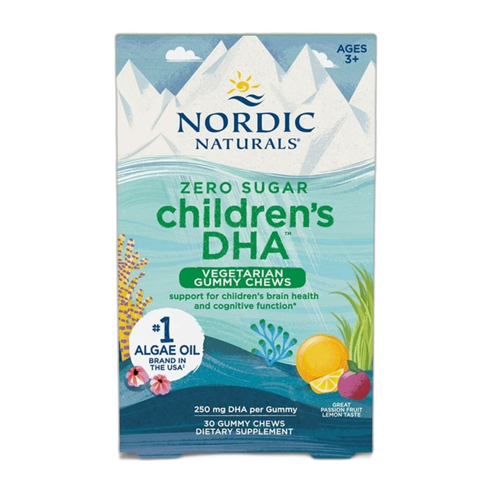 Nordic Naturals Children's DHA Vegetarian Gummy Chews, 250mg Passion Fruit Lemon - 30 gummies