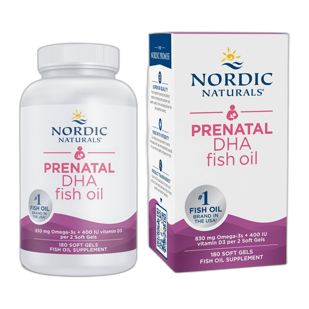 Nordic Naturals Prenatal DHA, 830mg Omega-3 + 400 IU D3 Unflavored - 180 softgels