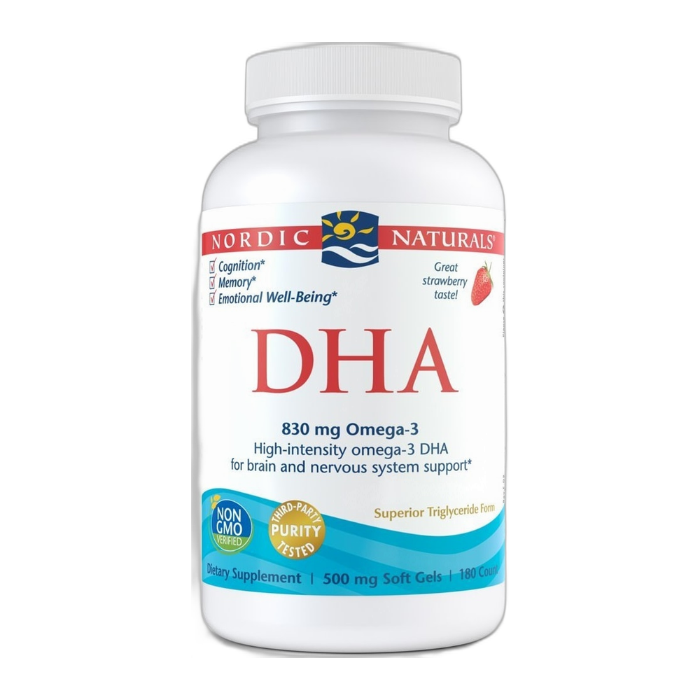 Nordic Naturals DHA, 830mg Strawberry - 180 softgels