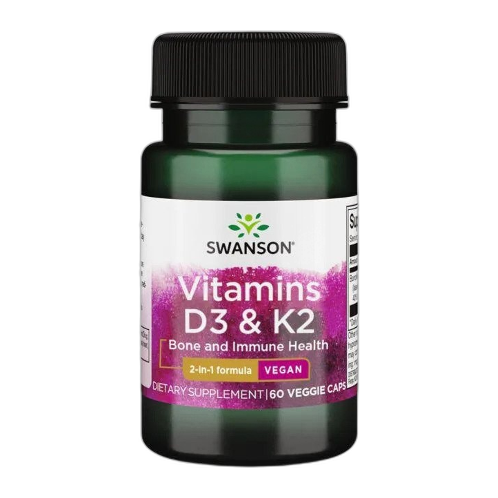 Swanson Vitamins D3 & K2, 50mcg & 75mcg - 60 vcaps