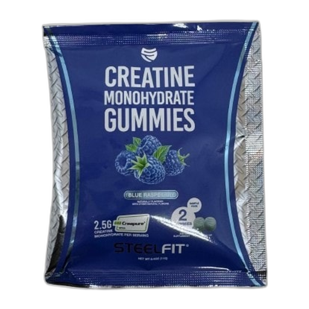 SteelFit Creatine Monohydrate Gummies, Blue Raspberry - 2 gummies (1 serving)