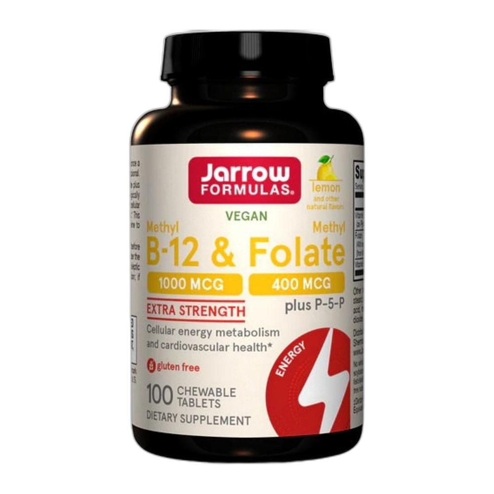 Jarrow Formulas Methyl B-12 & Methyl Folate, Lemon - 100 chewable tabs
