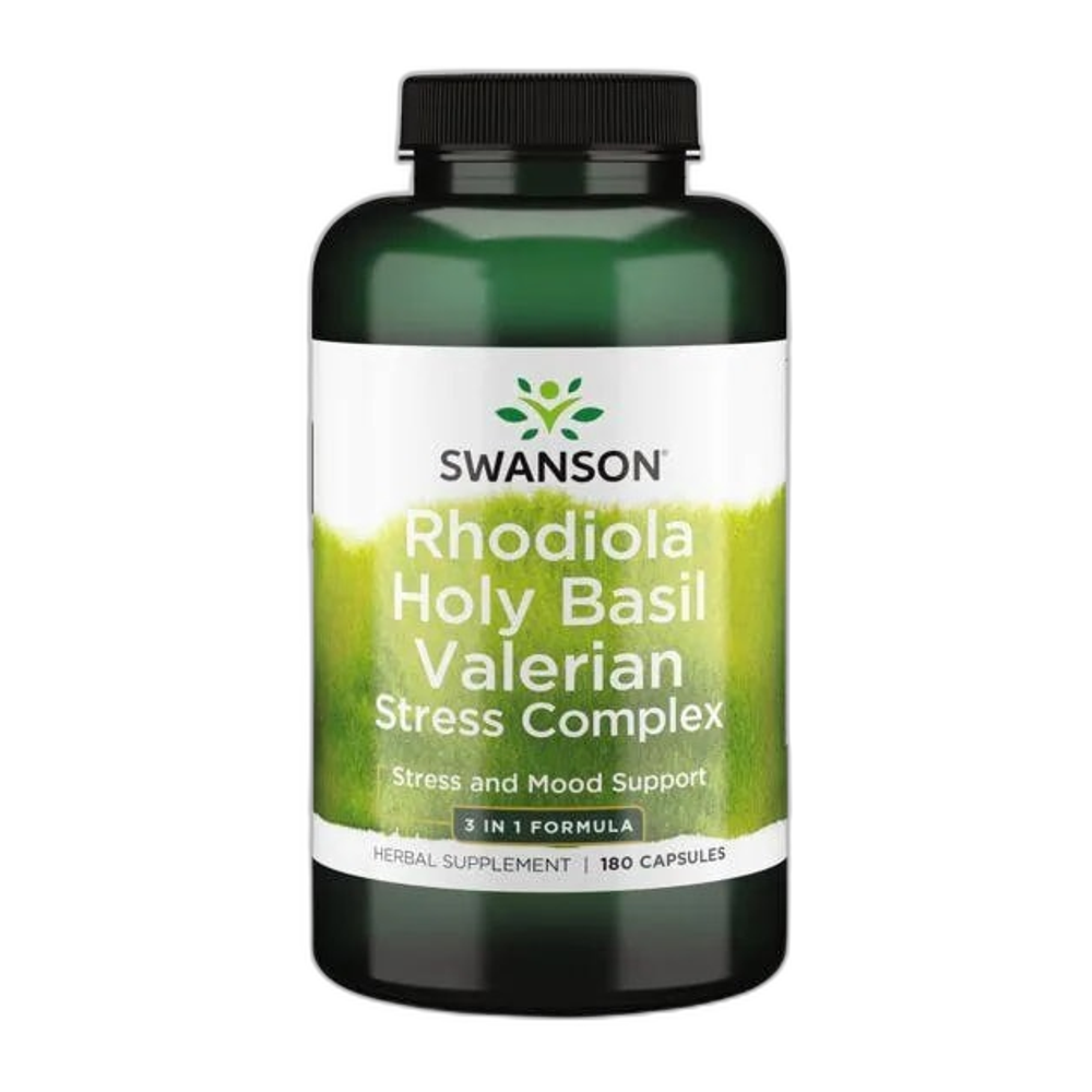 Swanson Rhodiola Holy Basil Valerian Stress Complex - 180 caps