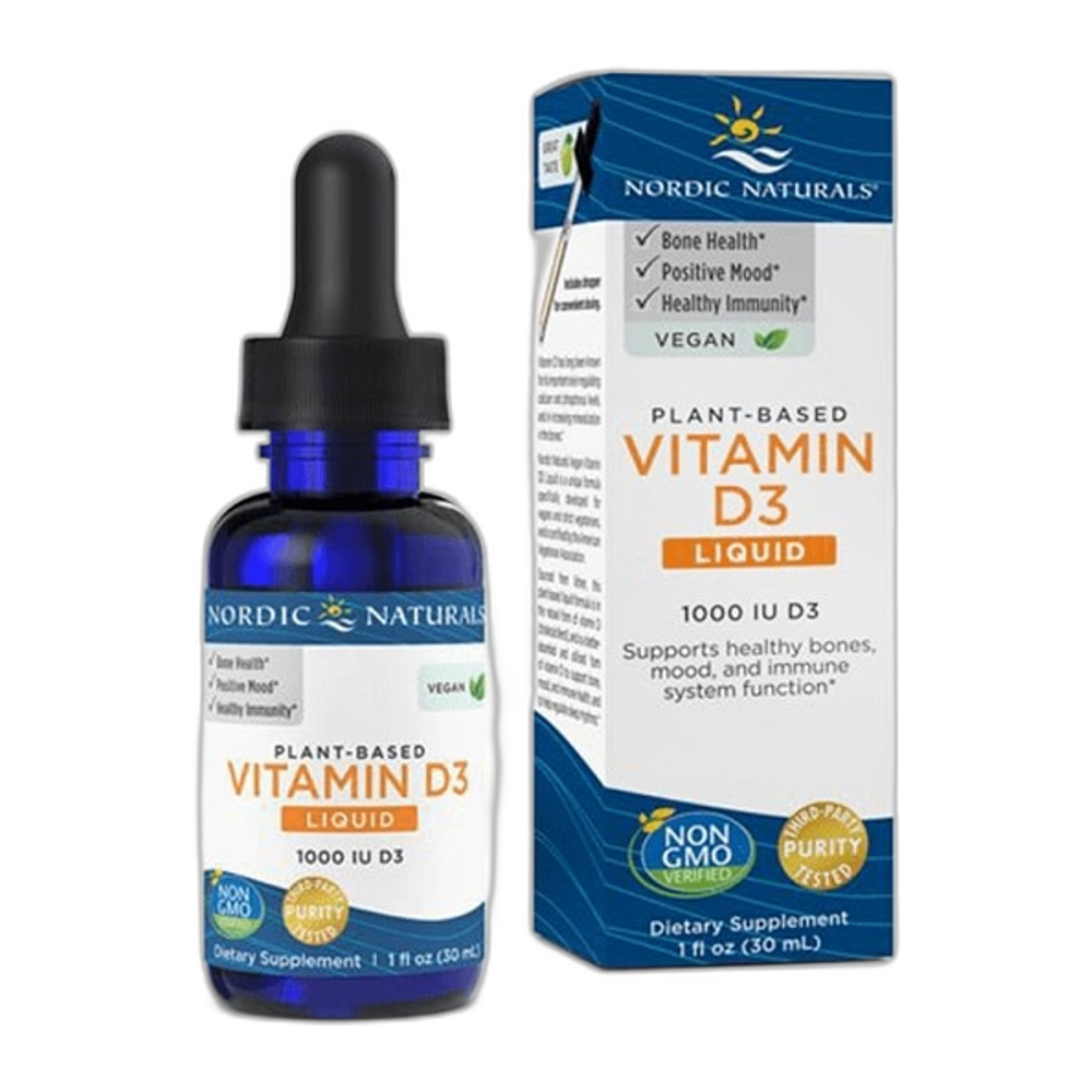 Nordic Naturals Plant-Based Vitamin D3 Liquid, 1000 IU Apple - 30 ml.