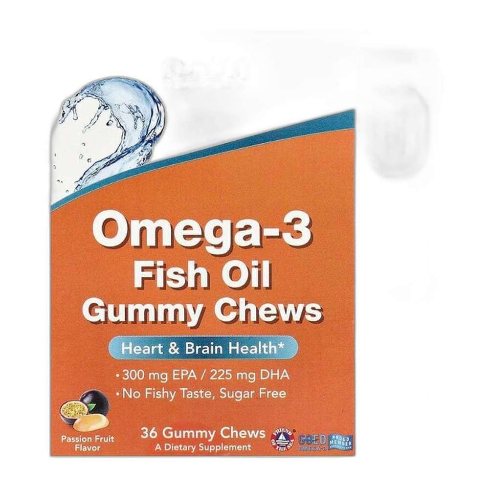 NOW Foods Omega-3 Fish Oil Gummy Chews, Passion Fruit - 36 chews