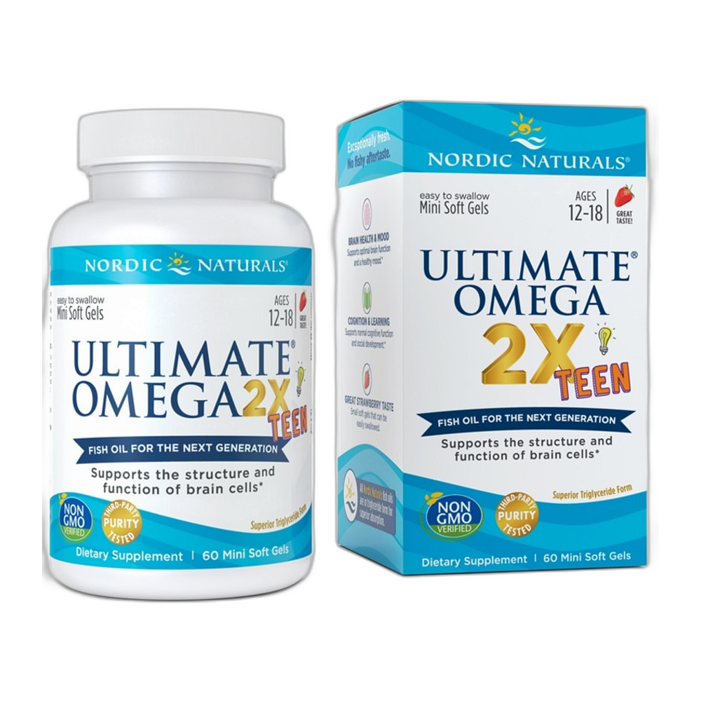 Nordic Naturals Ultimate Omega 2X Fish Oil TEEN, Strawberry (EAN 768990061103) - 60 mini softgels