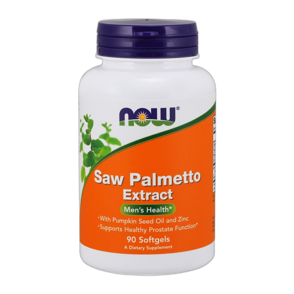 NOW Foods Saw Palmetto Extract with Pumpkin Seed Oil and Zinc, 80mg - 90 softgels