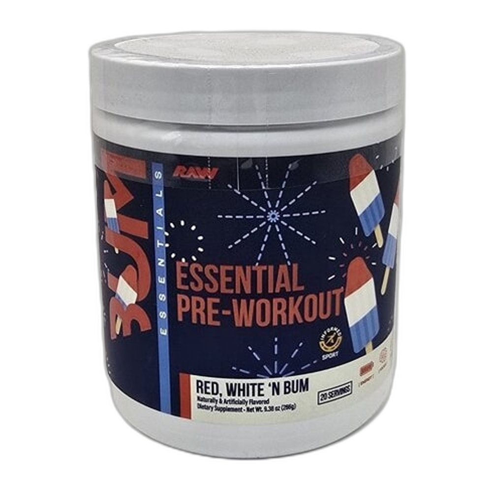 Raw Nutrition CBUM Essential Pre-Workout, Red White 'N Bum - 266g
