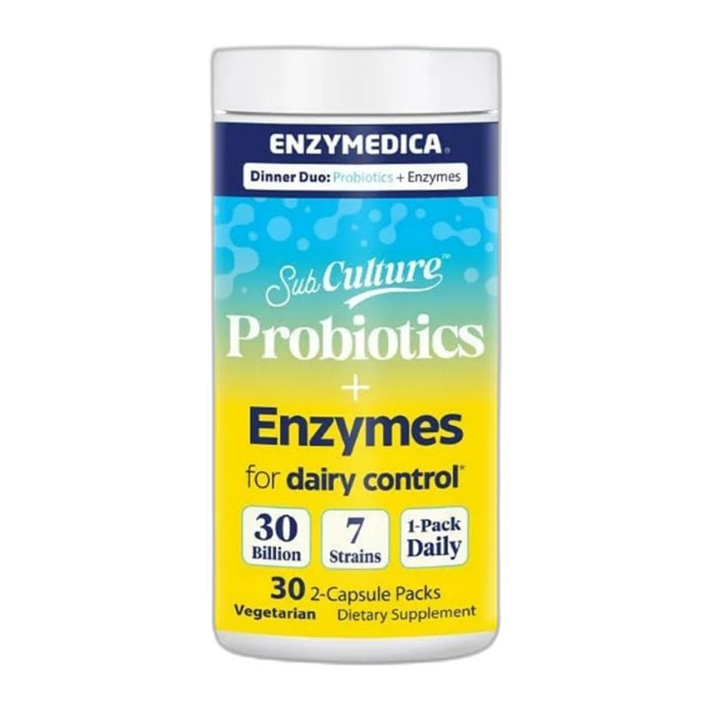 Enzymedica SubCulture Dinner Duo Probiotics + Enzyme for Dairy Control Packs - 30 x 2 vcaps