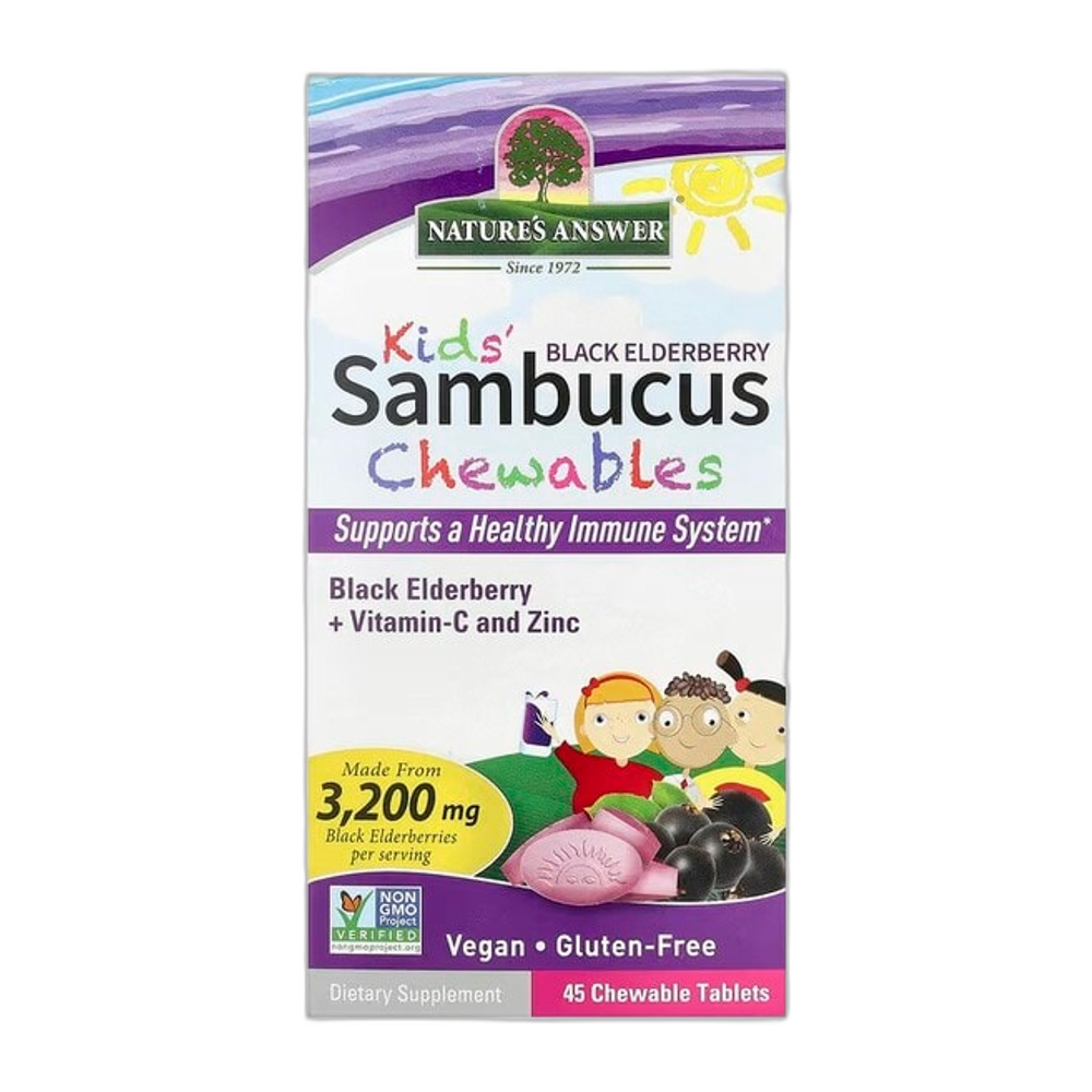 Nature's Answer Kid's Sambucus Chewables, Black Elderberry - 45 chewable tablets