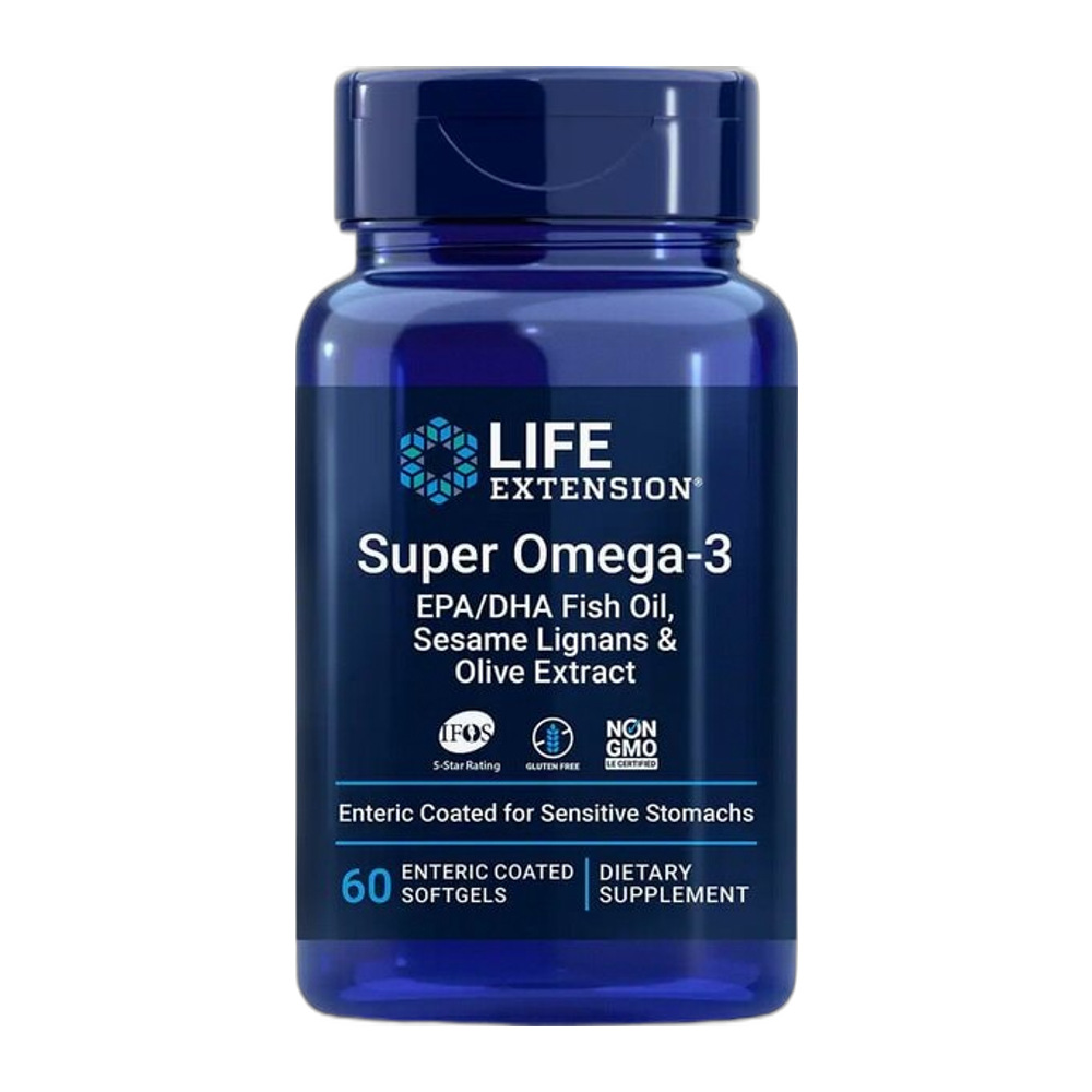 Life Extension Super Omega-3 EPA/DHA with Sesame Lignans & Olive Extract - 60 enteric coated softgels