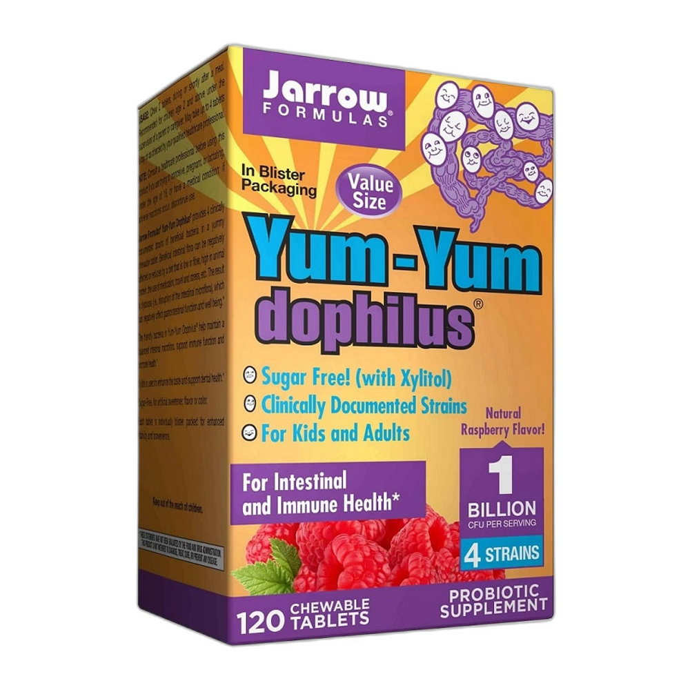 Jarrow Formulas Yum-Yum Dophilus, 1 Billion CFU (Raspberry) - 120 chewable tabs