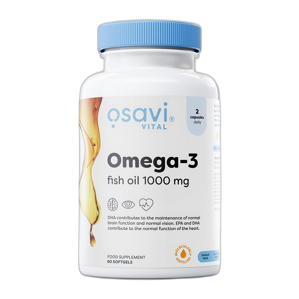 Osavi Omega-3 Fish Oil Molecularly Distilled, 1000mg (Lemon) - 60 softgels